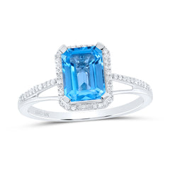 1/6CTW-DIA NK 8X6 MM EM - LONDON BLUE TOPAZ SYNTHETIC RING