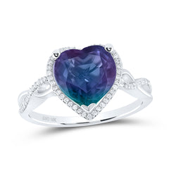1/8CTW-DIA NK 9X9 MM HEART-ALEXANDRITE SYNTHETIC RING