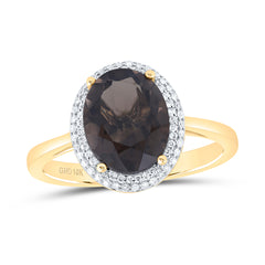 1/8CTW-DIA NK 10X8 MM OV - SMOKY TOPAZ SYNTHETIC RING
