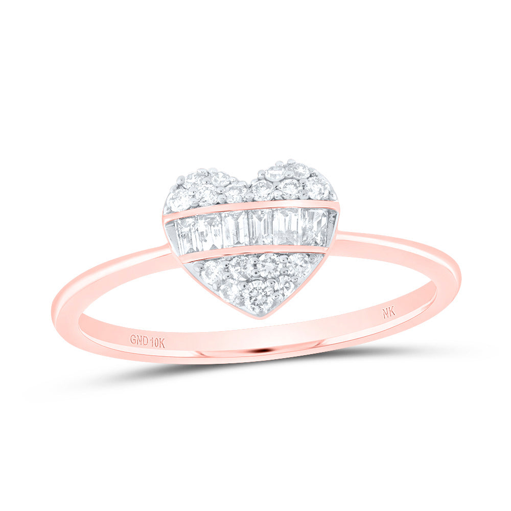 10K Rose Gold 1/4 CTW-Natural Diamond Fashion Heart Ring 1.80 Gram