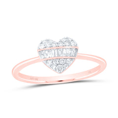 10K Rose Gold 1/4 CTW-Natural Diamond Fashion Heart Ring 1.80 Gram