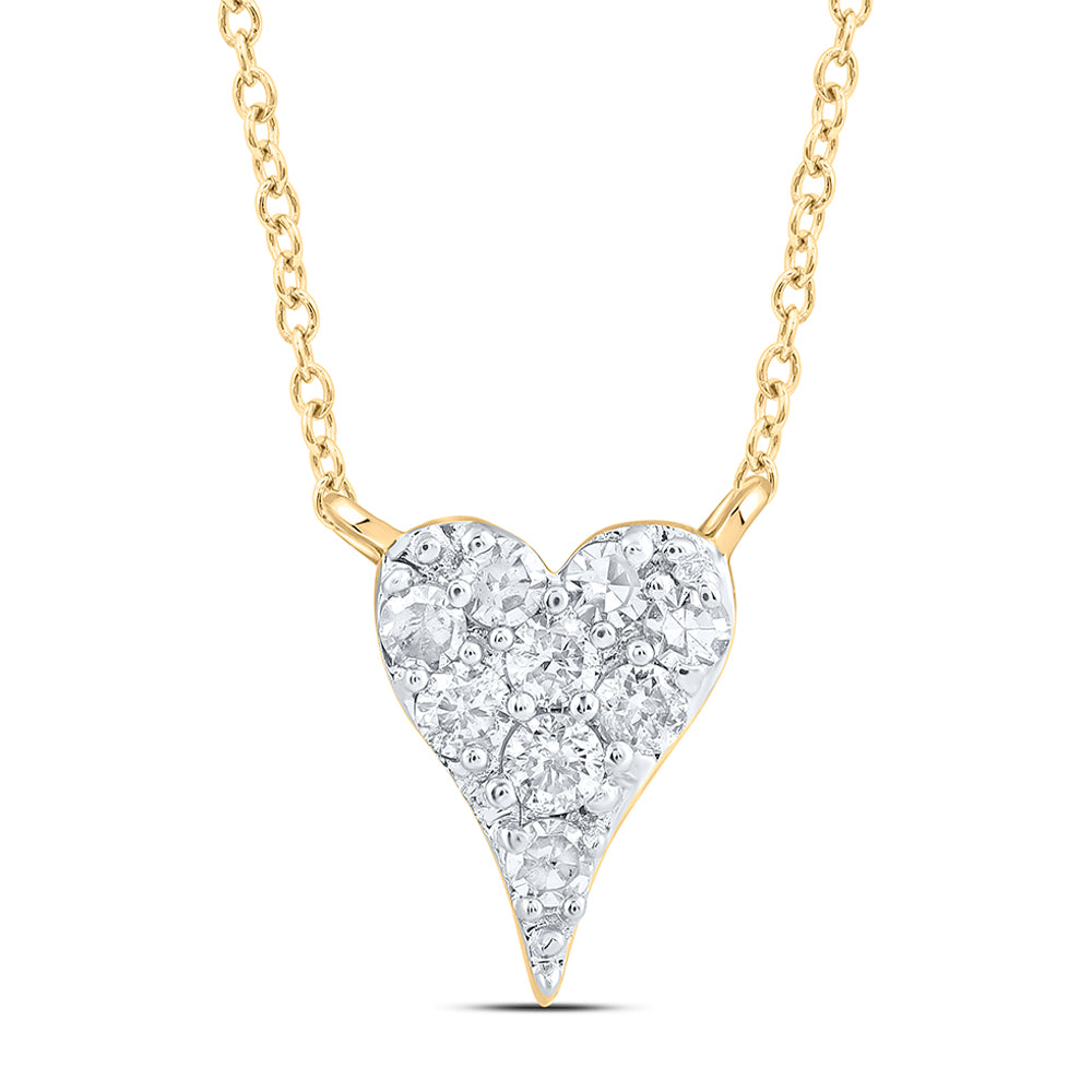 10K Yellow Gold 1/20 CTW-Natural Diamond Fashion Heart Necklace (18 Inch ) 1.00 Gram