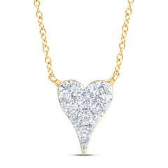 10K Yellow Gold 1/20 CTW-Natural Diamond Fashion Heart Necklace (18 Inch ) 1.00 Gram