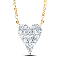 10K Yellow Gold 1/10 CTW-Natural Diamond Fashion Heart Necklace (18 Inch ) 1.14 Gram