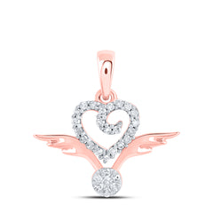 1/8CTW - DIA NK GIFT WING HEART PENDANT