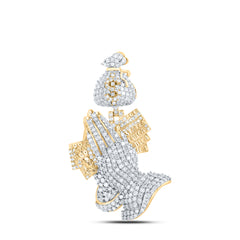 2CTW-DIA NK PRAYING HANDS HOLDING MONEY DOLLARS MENS CHARM