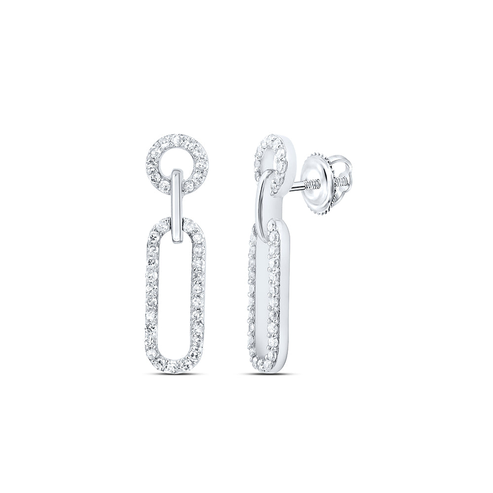 10K White Gold 3/8 CTW-Natural Diamond Fashion Dangling Earring 1.92 Gram