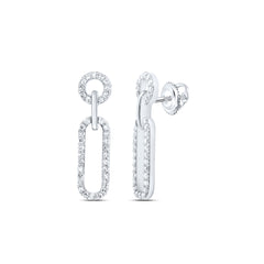 10K White Gold 3/8 CTW-Natural Diamond Fashion Dangling Earring 1.92 Gram