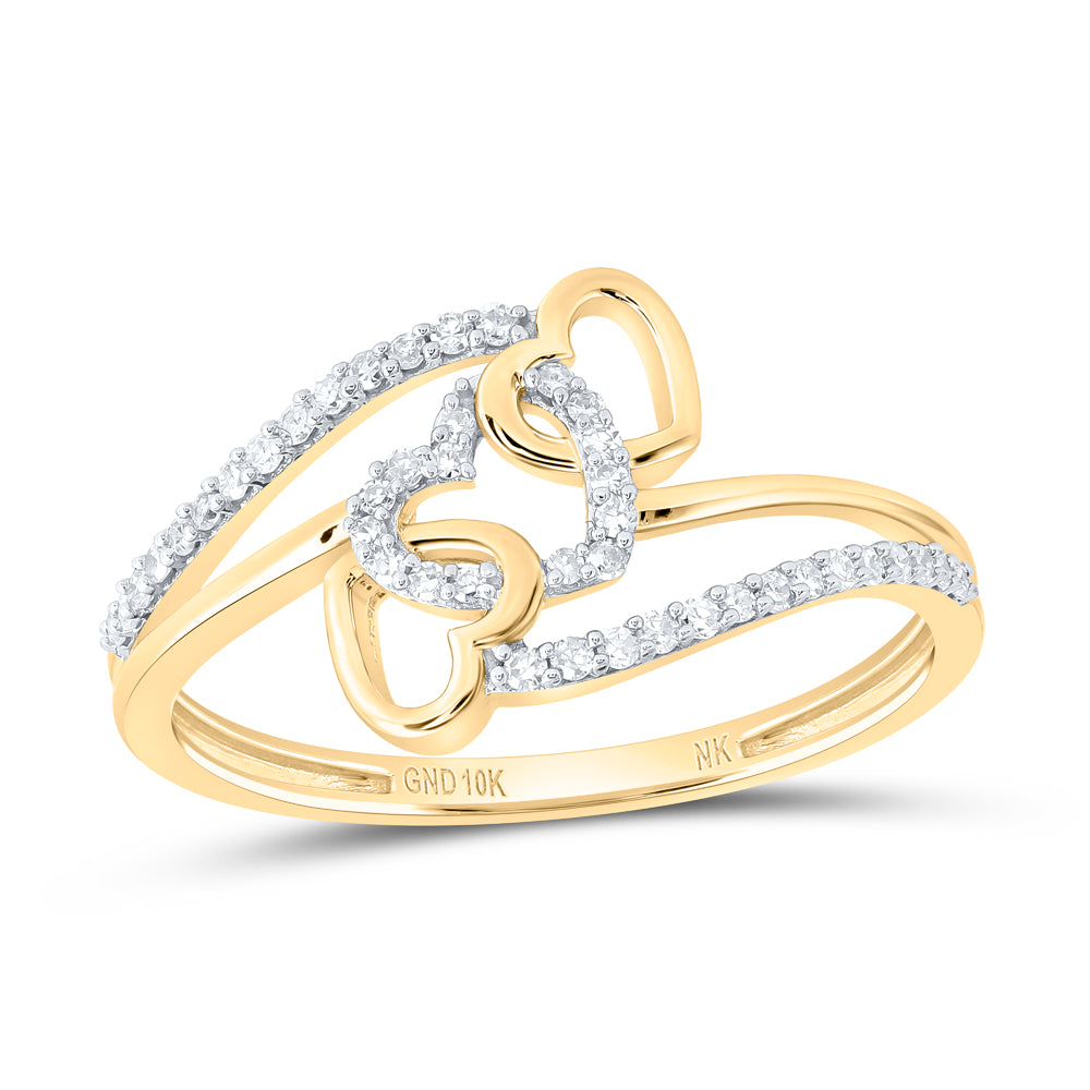 10K Yellow Gold 1/6 CTW-Natural Diamond Gift Heart Ring 1.55 Gram