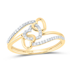 10K Yellow Gold 1/6 CTW-Natural Diamond Gift Heart Ring 1.55 Gram