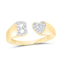 1/8CTW-DIA NK GIFT INITIAL "B" LADIES HEART RING