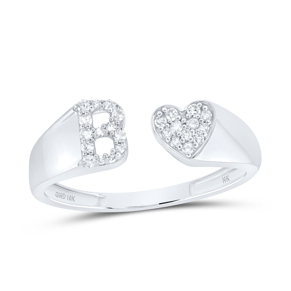 1/8CTW-DIA NK GIFT INITIAL "B" LADIES HEART RING