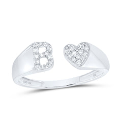 1/8CTW-DIA NK GIFT INITIAL "B" LADIES HEART RING