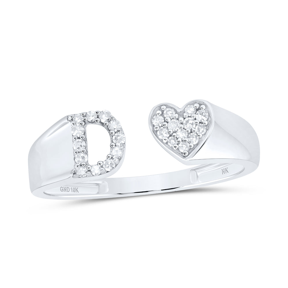 1/8CTW-DIA NK GIFT INITIAL "D" LADIES HEART RING