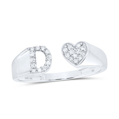 1/8CTW-DIA NK GIFT INITIAL "D" LADIES HEART RING