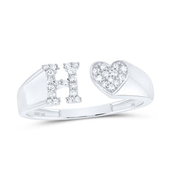 1/8CTW-DIA NK GIFT INITIAL "H" LADIES HEART RING