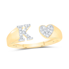 1/8CTW-DIA NK GIFT INITIAL "K" LADIES HEART RING