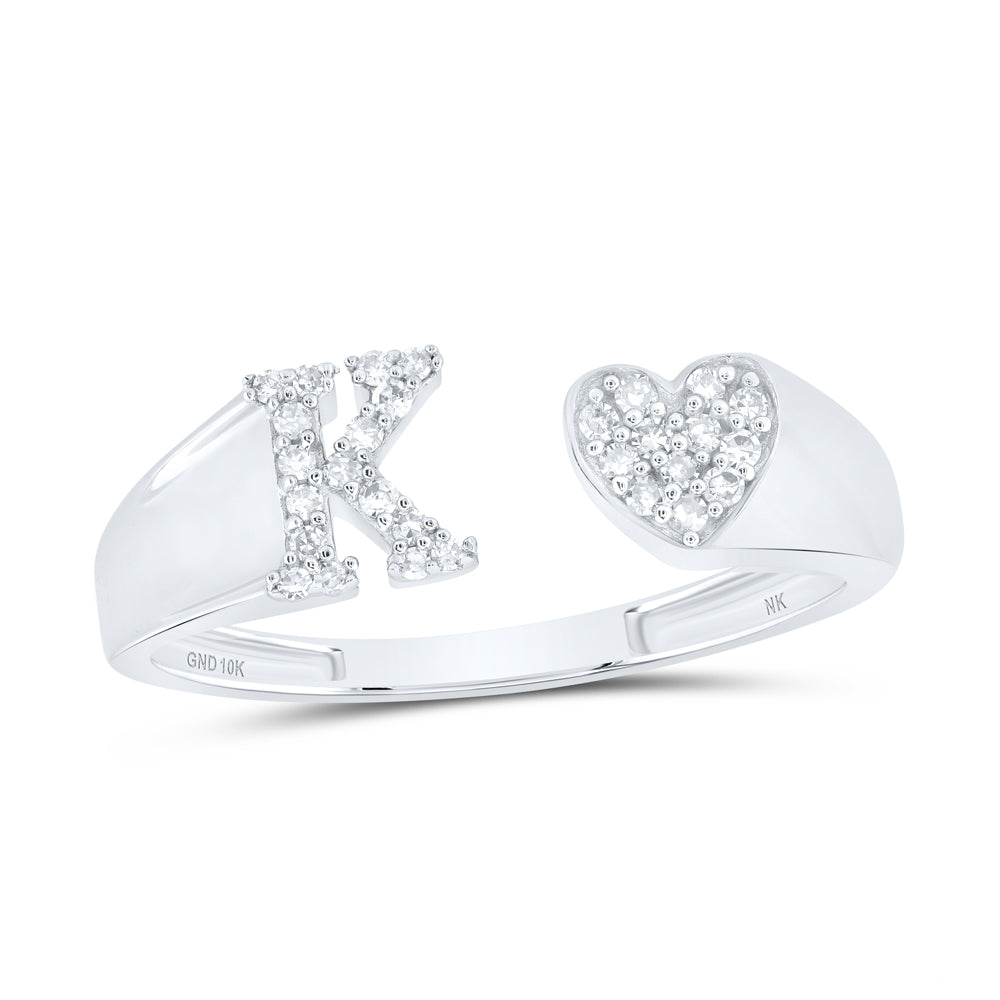 1/8CTW-DIA NK GIFT INITIAL "K" LADIES HEART RING