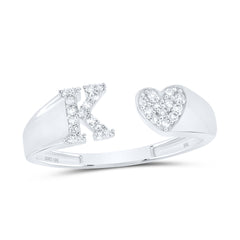 1/8CTW-DIA NK GIFT INITIAL "K" LADIES HEART RING