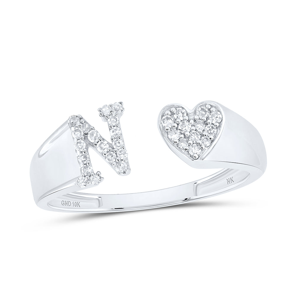 1/8CTW-DIA NK GIFT INITIAL "N" LADIES HEART RING