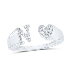 1/8CTW-DIA NK GIFT INITIAL "N" LADIES HEART RING
