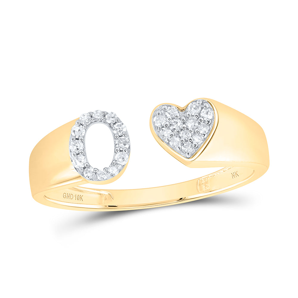 1/8CTW-DIA NK GIFT INITIAL "O" LADIES HEART RING