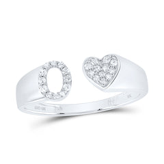1/8CTW-DIA NK GIFT INITIAL "O" LADIES HEART RING