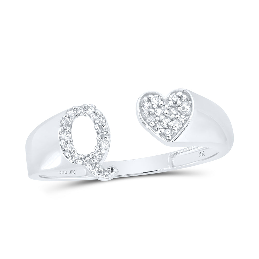 1/8CTW-DIA NK GIFT INITIAL "Q" LADIES HEART RING
