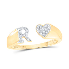 1/8CTW-DIA NK GIFT INITIAL "R" LADIES HEART RING
