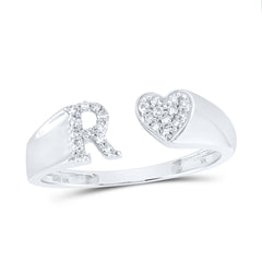 1/8CTW-DIA NK GIFT INITIAL "R" LADIES HEART RING