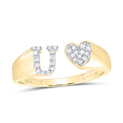 1/8CTW-DIA NK GIFT INITIAL "U" LADIES HEART RING