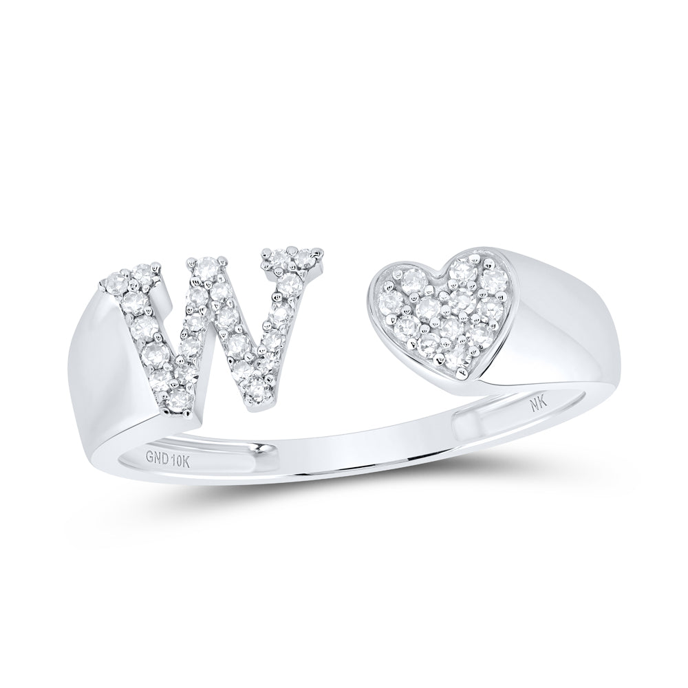 1/6CTW-DIA NK GIFT INITIAL "W" LADIES HEART RING