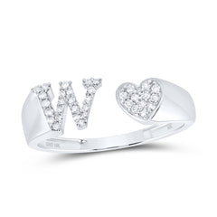 1/6CTW-DIA NK GIFT INITIAL "W" LADIES HEART RING