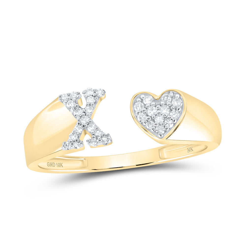 1/8CTW-DIA GIFT NK INITIAL "X" LADIES HEART RING