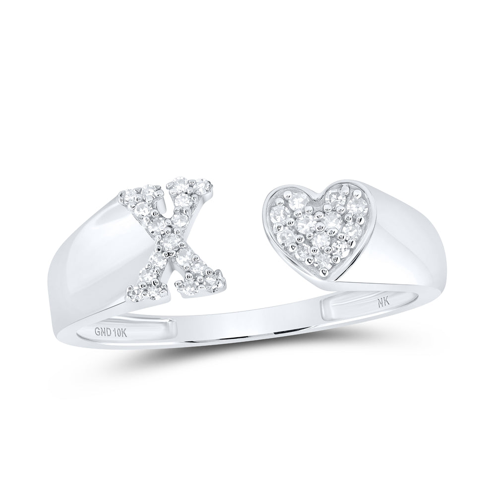 1/8CTW-DIA NK GIFT INITIAL "X" LADIES HEART RING