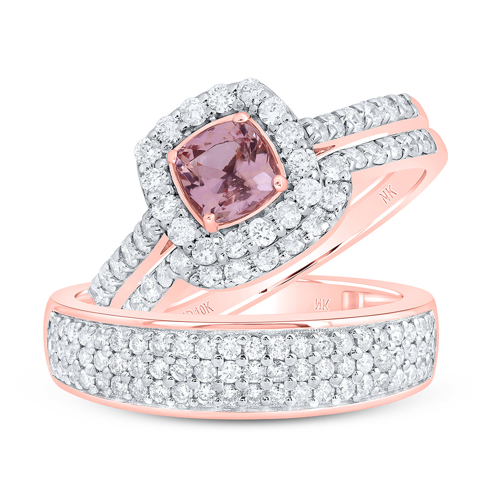 1 1/5CTW-DIA NK 5.5 MM NAT GEM CUSHION - MORGANITE TRIO SET