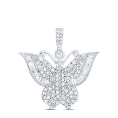 10K White Gold 5/8 CTW-Natural Diamond Butterfly Fashion Pendant 2.35 Gram