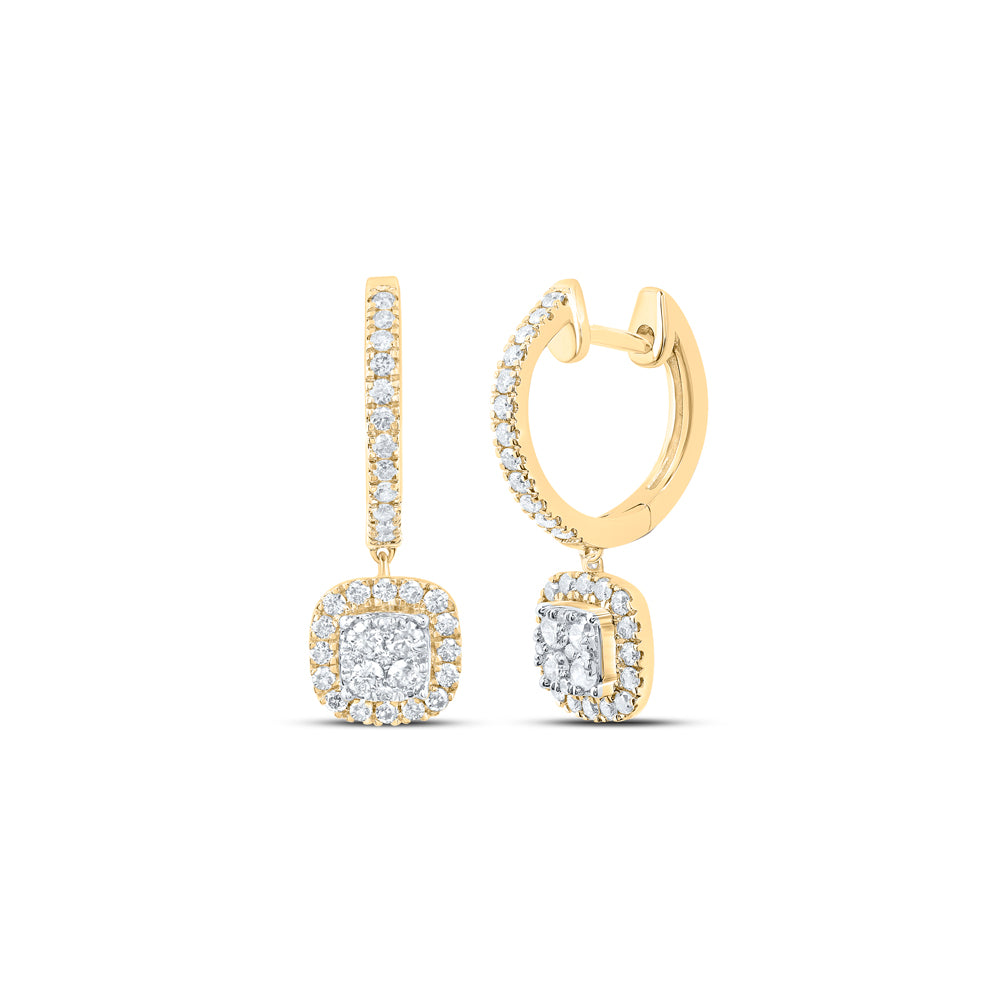 1/2CTW-DIA NK CUSHION SHAPE FASHION HOOPS EARRING