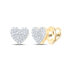 Yellow-Tone Sterling 1/4 CTW-Natural Diamond Gift Heart Stud Earring 1.25 Gram