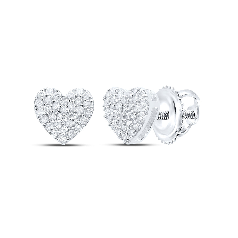 Sterling Silver 1/4 CTW-Natural Diamond Gift Heart Stud Earring 1.25 Gram