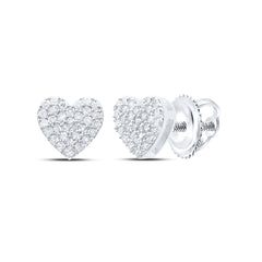 Sterling Silver 1/4 CTW-Natural Diamond Gift Heart Stud Earring 1.25 Gram