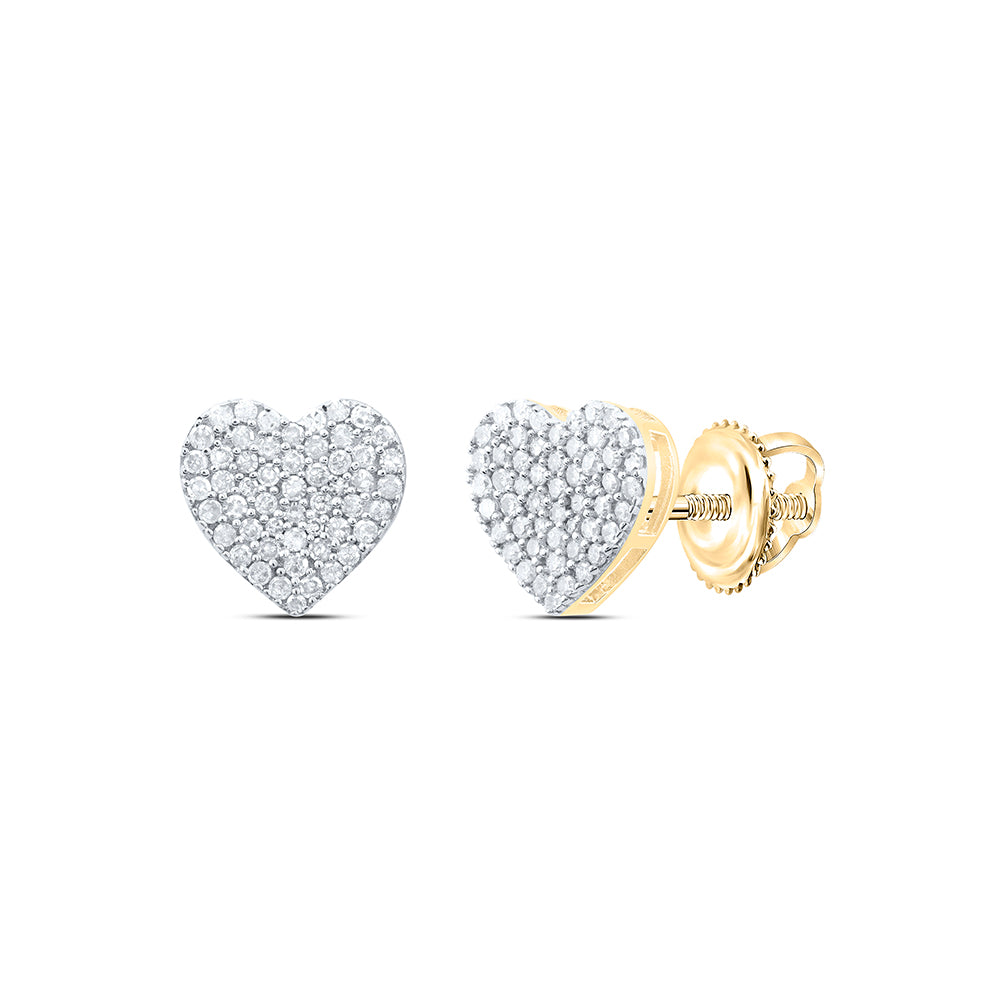 Yellow-Tone Sterling 3/8 CTW-Natural Diamond Gift Heart Stud Earring 1.62 Gram