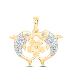 1/6CTW-DIA NK GIFT FLOWER DOLPHIN PENDANT