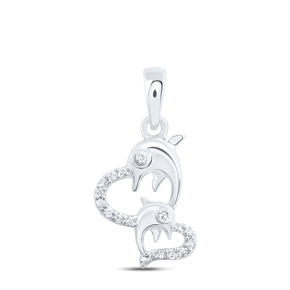 1/10CTW-DIA NK GIFT DOLPHIN HEART PENDANT