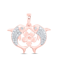 1/6CTW-DIA NK GIFT FLOWER DOLPHIN PENDANT