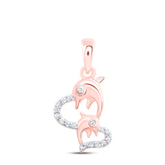 1/10CTW-DIA NK GIFT DOLPHIN HEART PENDANT