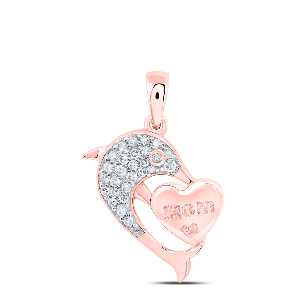 1/8CTW-DIA NK GIFT MOM HEART DOLPHIN PENDANT