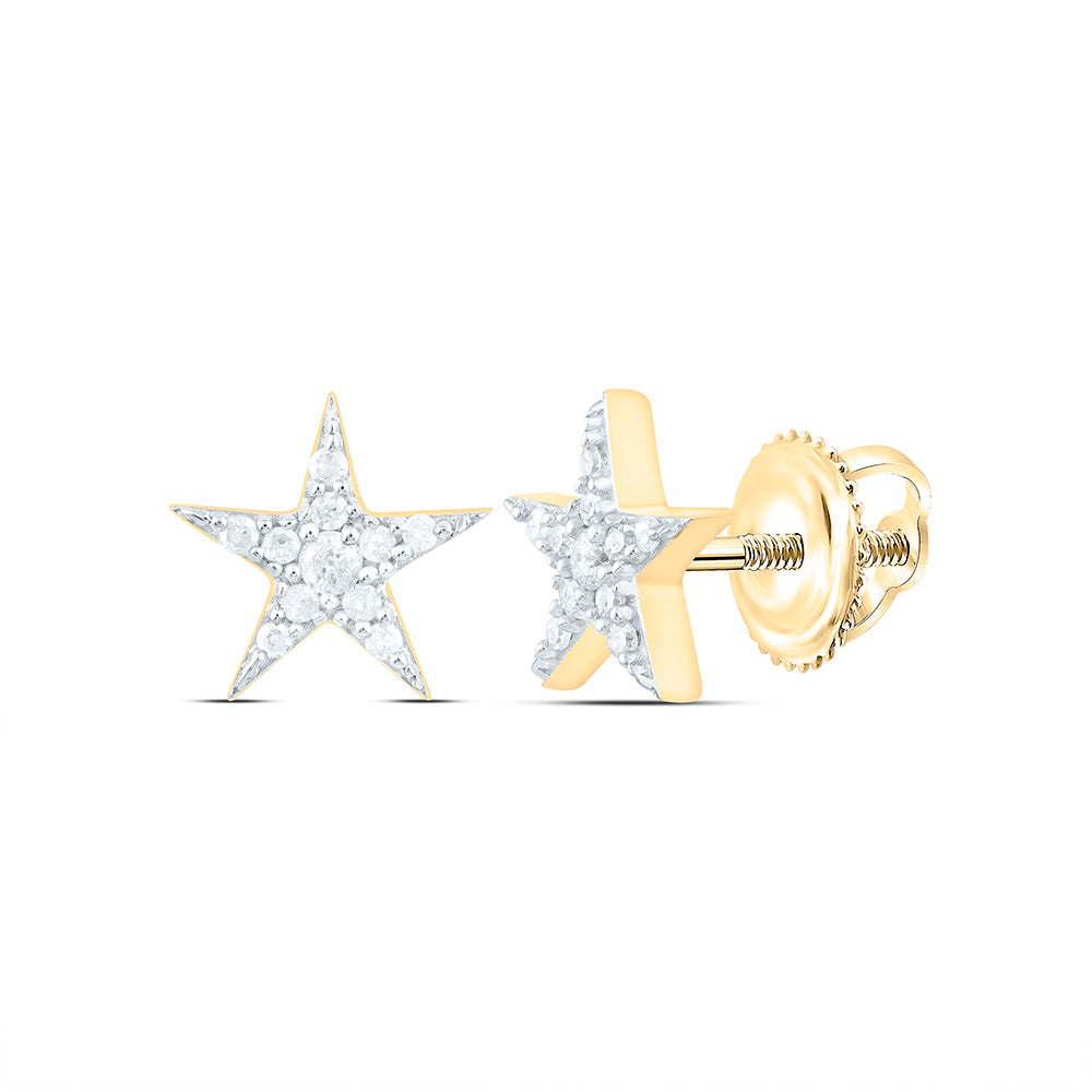 Yellow-Tone Sterling 1/10 CTW-Natural Diamond Gift Star Earring 1.08 Gram