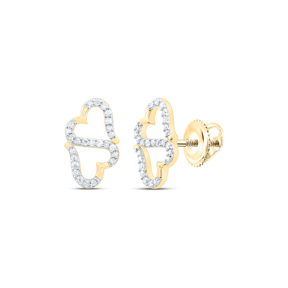 Yellow-Tone Sterling 1/6 CTW-Natural Diamond Gift Heart Earring 1.20 Gram