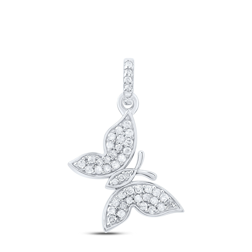 Sterling Silver 1/5 CTW-Natural Diamond Gift Butterfly Pendant 1.13 Gram